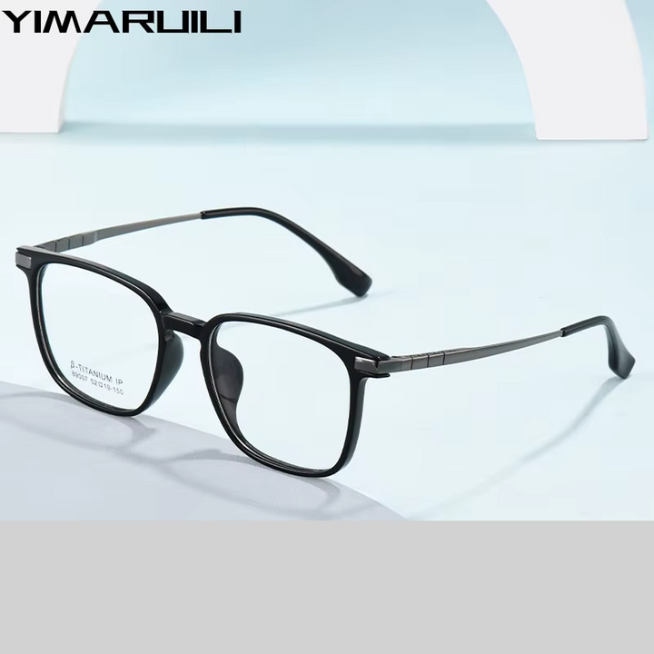Yimaruili Unisex Full Rim Square Tr 90 Titanium-Alloy Eyeglasses 89007