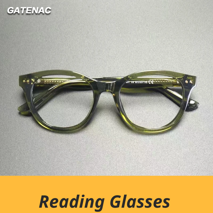 Gatenac Unisex Full Rim Oval Tr 90 Titanium Reading Glasses Gxyj2231