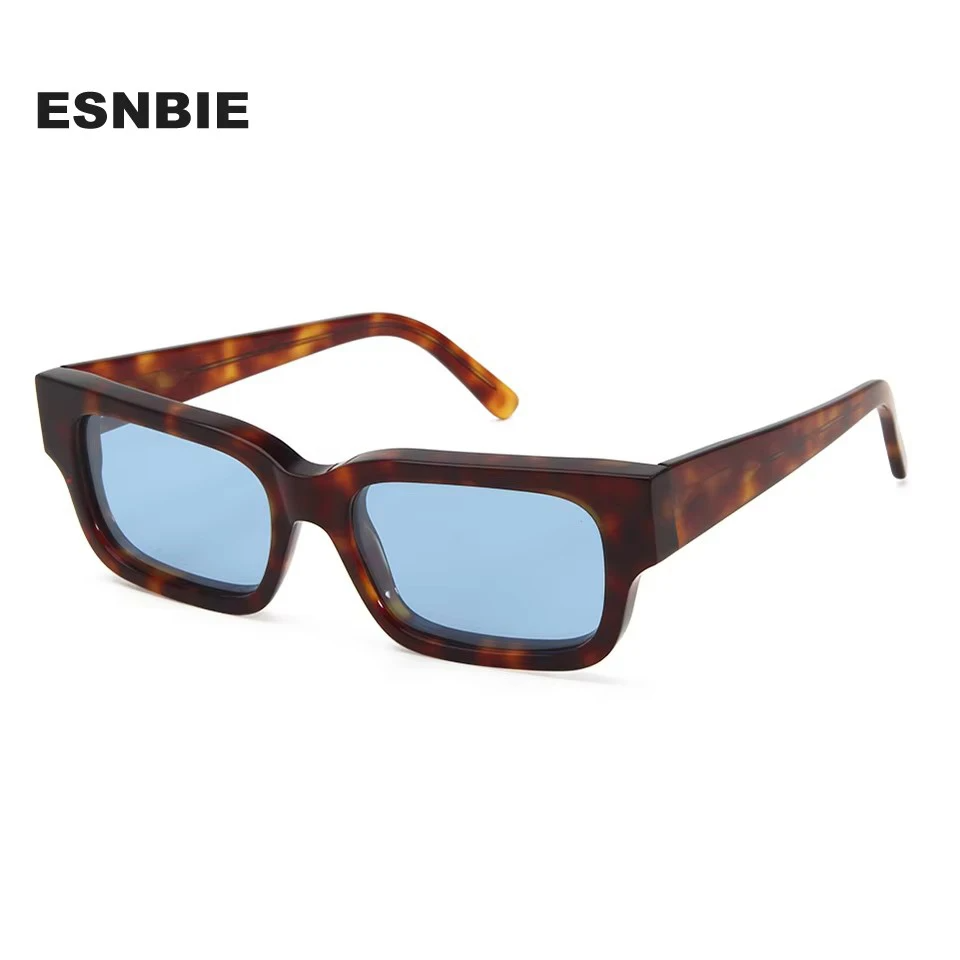 Esnbie Unisex Full Rim Square Thick Acetate Sunglasses 230121