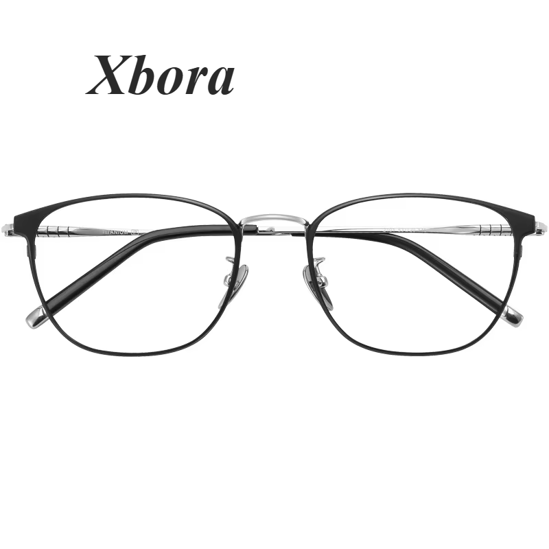 Xbora Unisex Full Rim Round Square Tr 90 Titanium Eyeglasses 42101