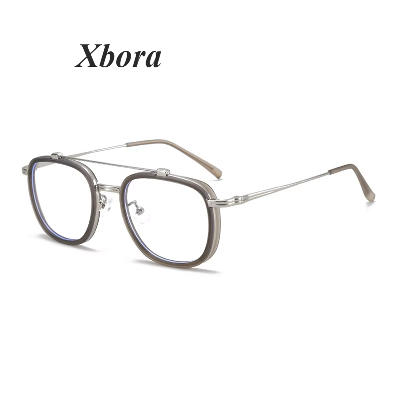 Xbora Unisex Full Rim Square Tr 90 Alloy Double Bridge Eyeglasses 44195