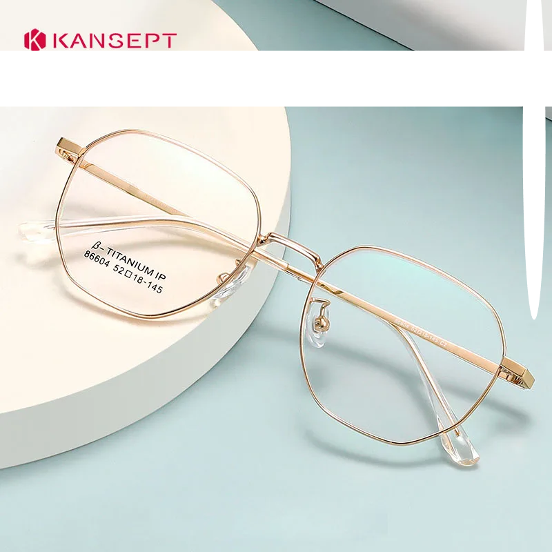 Kansept Women's Full Rim Flat Top Polygon Titanium Reading Glasses 486604