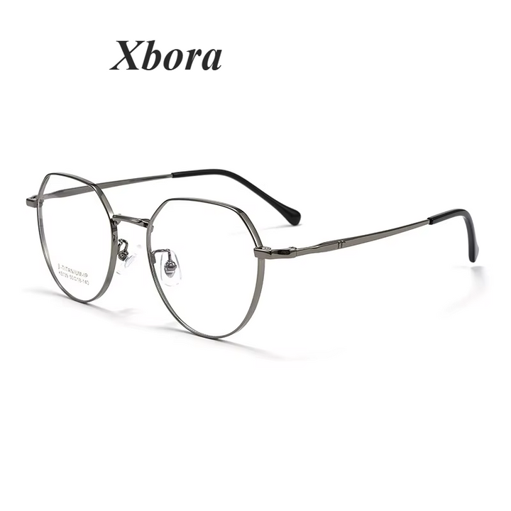 Xbora Women's Full Rim Flat Top Polygon Titanium Eyeglasses 75139