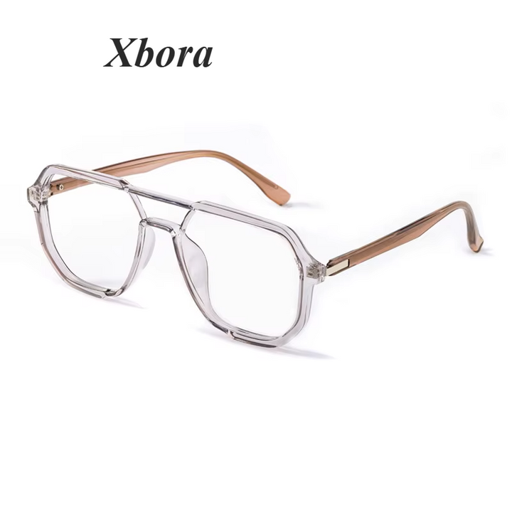 Xbora Unisex Full Rim Square Double Bridge Tr 90 Alloy Eyeglasses 7246