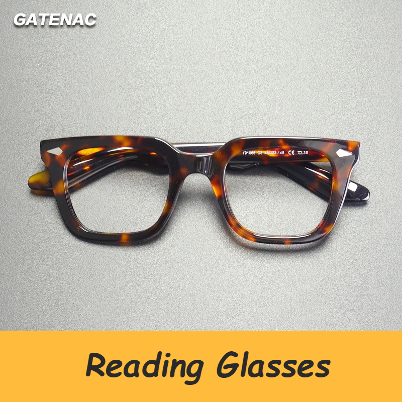 Gatenac Unisex Full Rim Square Brow Line Acetate Reading Glasses G91066