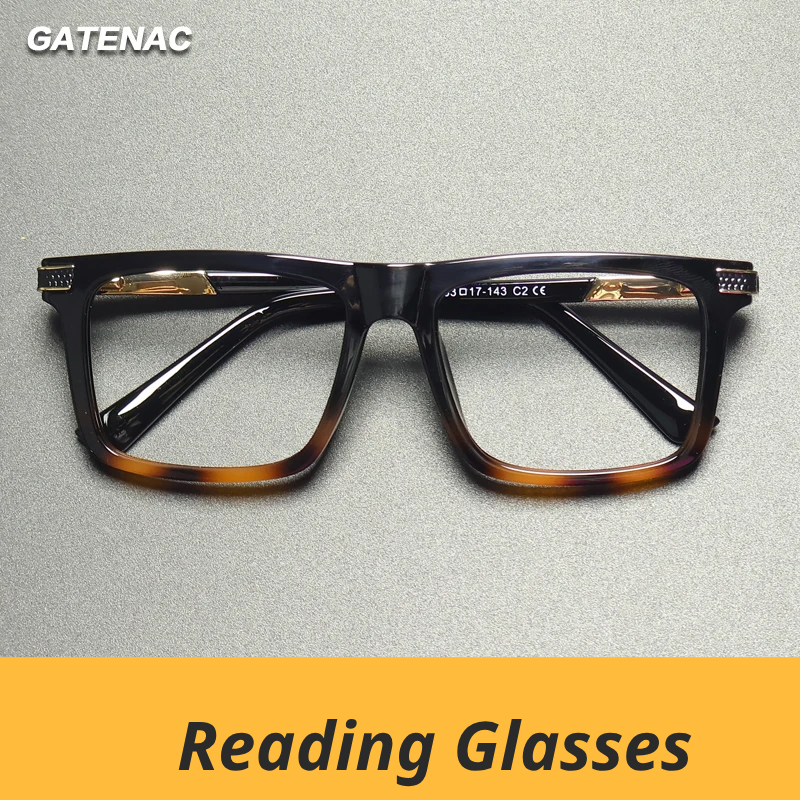 Gatenac Unisex Full Rim Square Tr 90 Titanium Reading Glasses Gxy84002