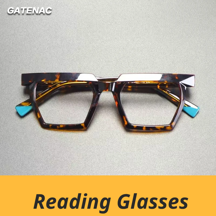 Gatenac Women's Full Rim Square Tr 90 Titanium Reading Glasses G2144