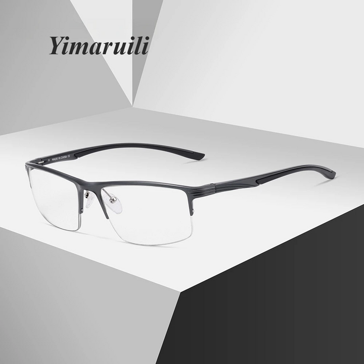 Yimaruili Men's Semi Rim Square Aluminum Eyeglasses 87251