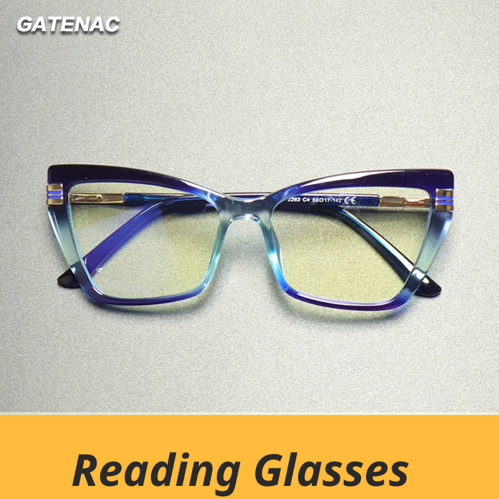 Gatenac Women's Full Rim Cat Eye Tr 90 Titanium Reading Glasses Gx2263