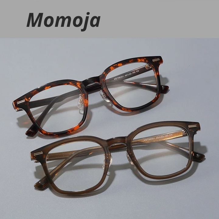 Momoja Unisex Full Rim Square Acetate Titanium Eyeglasses 98301