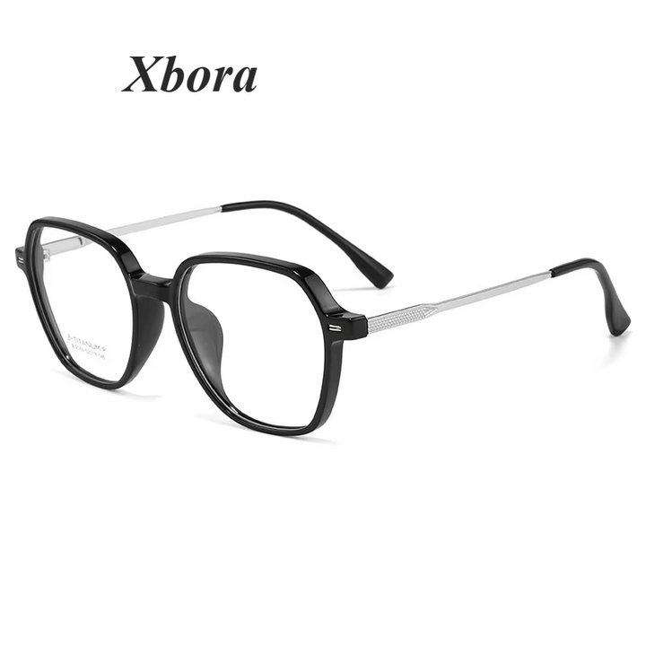 Xbora Women's Full Rim Polygonal Tr 90 Alloy Eyeglasses 42169