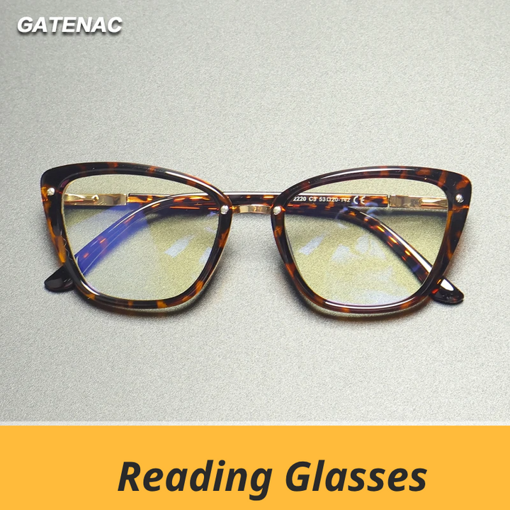 Gatenac Women's Full Rim Square Tr 90 Titanium Reading Glasses Gxy2220