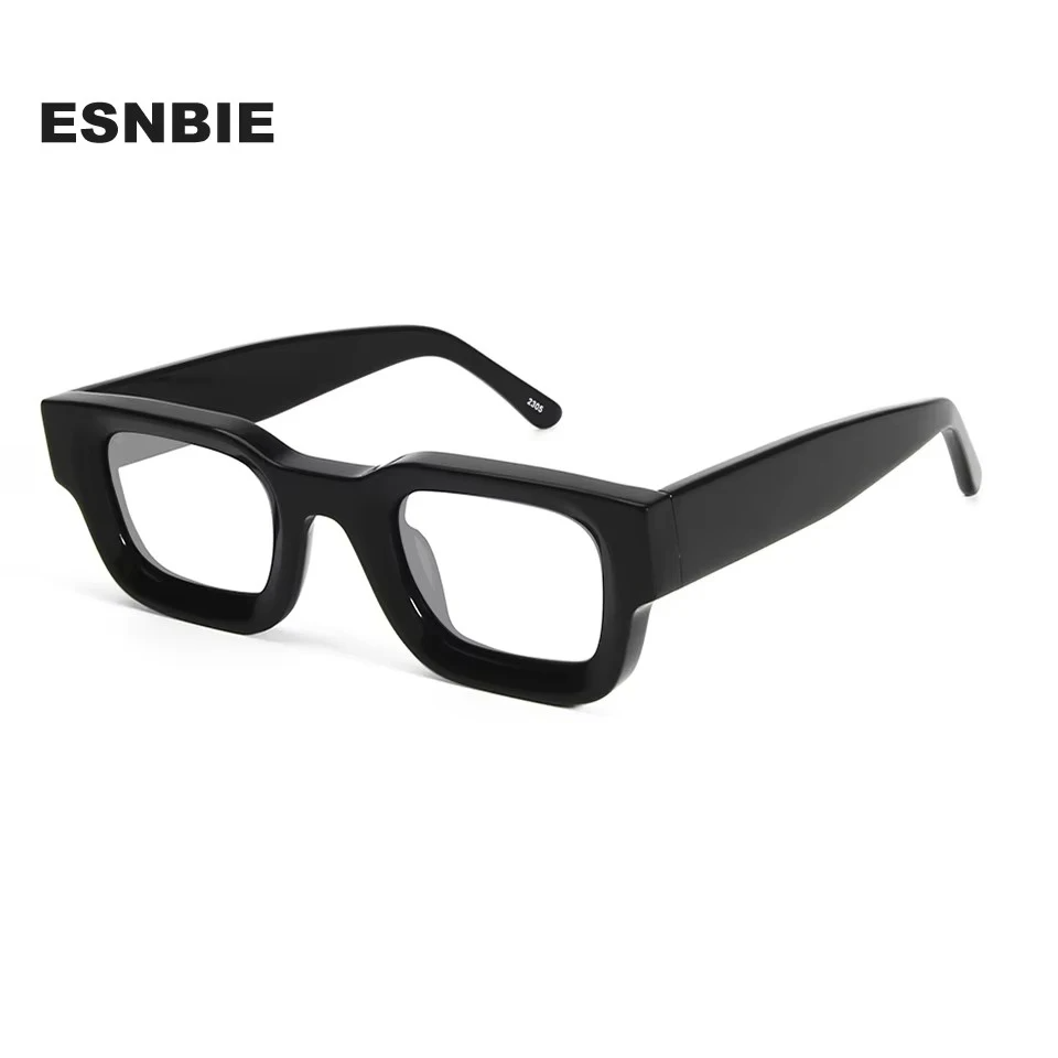 Esnbie Unisex Full Rim Thick Square Acetate Eyeglasses 23007