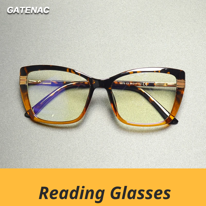 Gatenac Women's Full Rim Square Tr 90 Titanium Reading Glasses Gxy2273