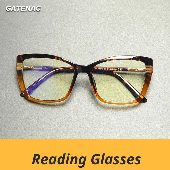 Gatenac Women's Full Rim Square Tr 90 Titanium Reading Glasses Gxy2273