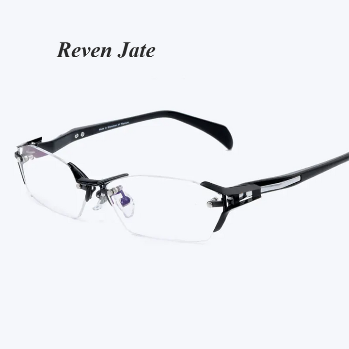 Reven Jate Women's Semi Rim Polygon Square Steel Eyeglasses 71174
