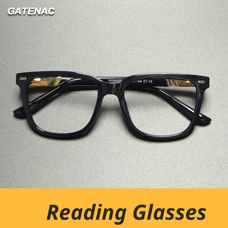 Gatenac Unisex Full Rim Square Tr 90 Titanium Reading Glasses G84006