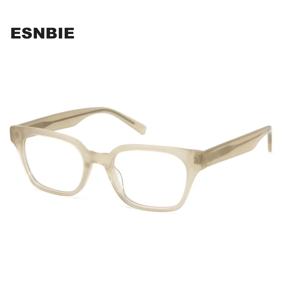 Esnbie Unisex Full Rim Square Thick Acetate Temple Eyeglasses 22095