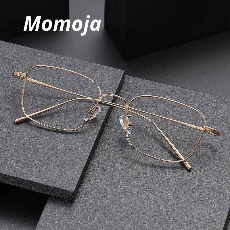Momoja Unisex Full Rim Big Polygon Square Titanium Eyeglasses 27268