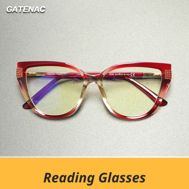 Gatenac Women's Full Rim Cat Eye Tr 90 Titanium Reading Glasses Gx2259