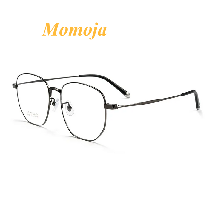 Momoja Unisex Full Rim Big Polygon Titanium Eyeglasses 75109