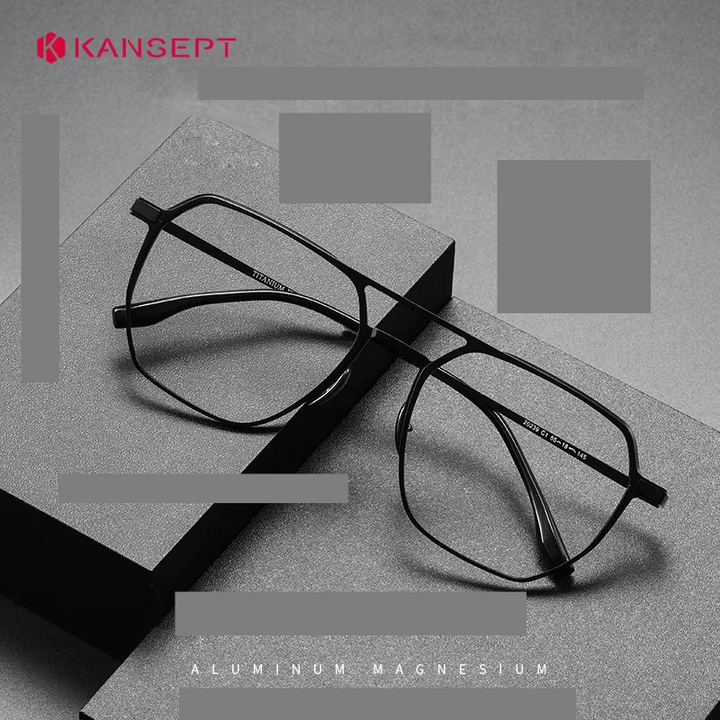 Kansept Unisex Full Rim Square Double Bridge Aluminum Reading Glasses 20239 Reading Glasses Kansept