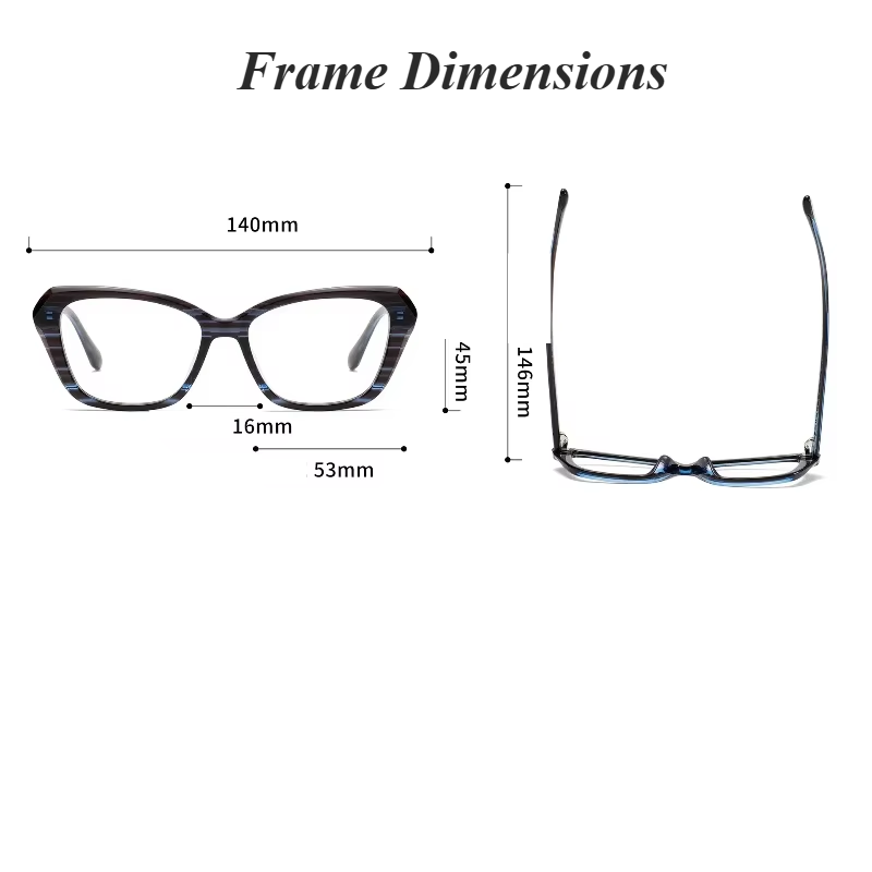 Aror Unisex Full Rim Square Cat Eye Acetate Eyeglasses 199871