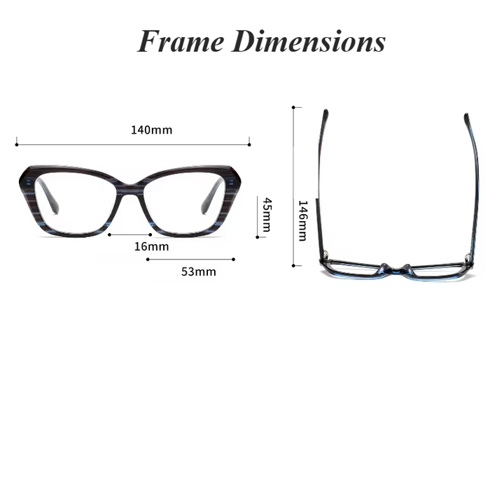 Aror Unisex Full Rim Square Cat Eye Acetate Eyeglasses 199871