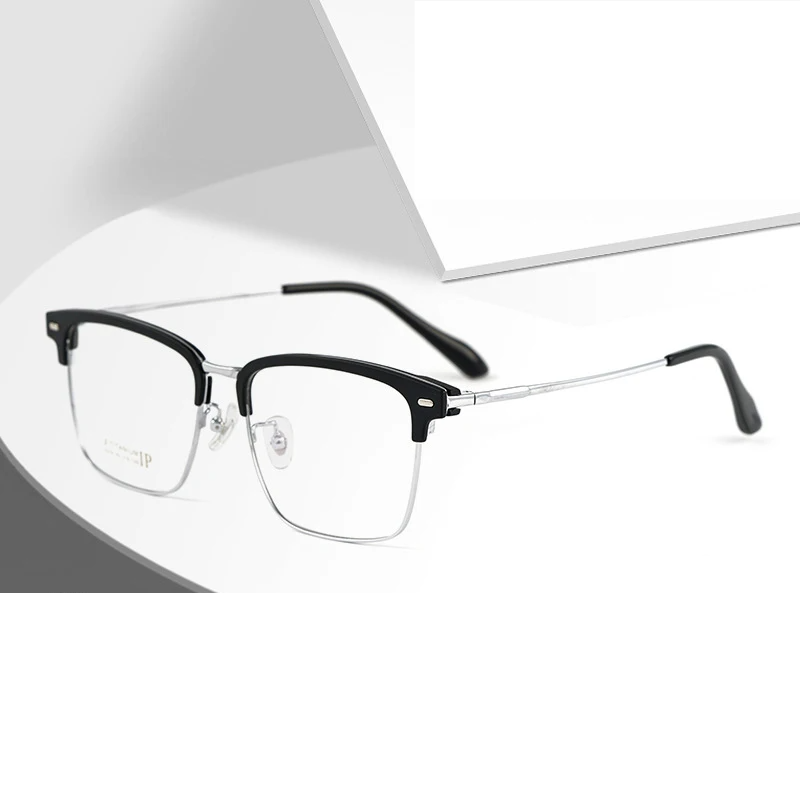 Hotochki Men's Full Rim Square Tr 90 Titanium Eyeglasses 231947