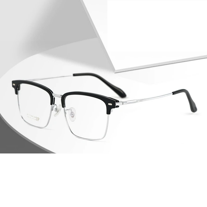 Hotochki Men's Full Rim Square Tr 90 Titanium Eyeglasses 231947