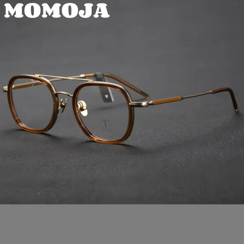 Momoja Women's Full Rim Square Double Bridge Titanium Eyeglasses 722108