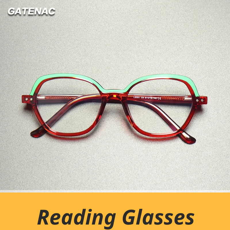 Gatenac Women's Full Rim Oval Tr 90 Titanium Reading Glasses Gxyj9051