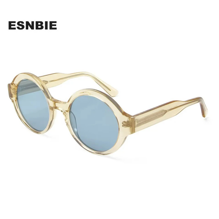 Esnbie Unisex Full Rim Round Thick Acetate Sunglasses 220071