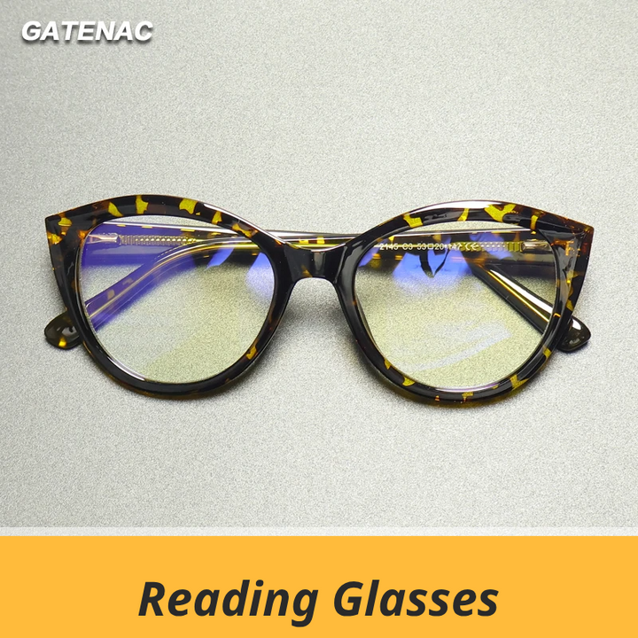 Gatenac Women's Full Rim Cat Eye Tr 90 Titanium Reading Glasses Gx2145