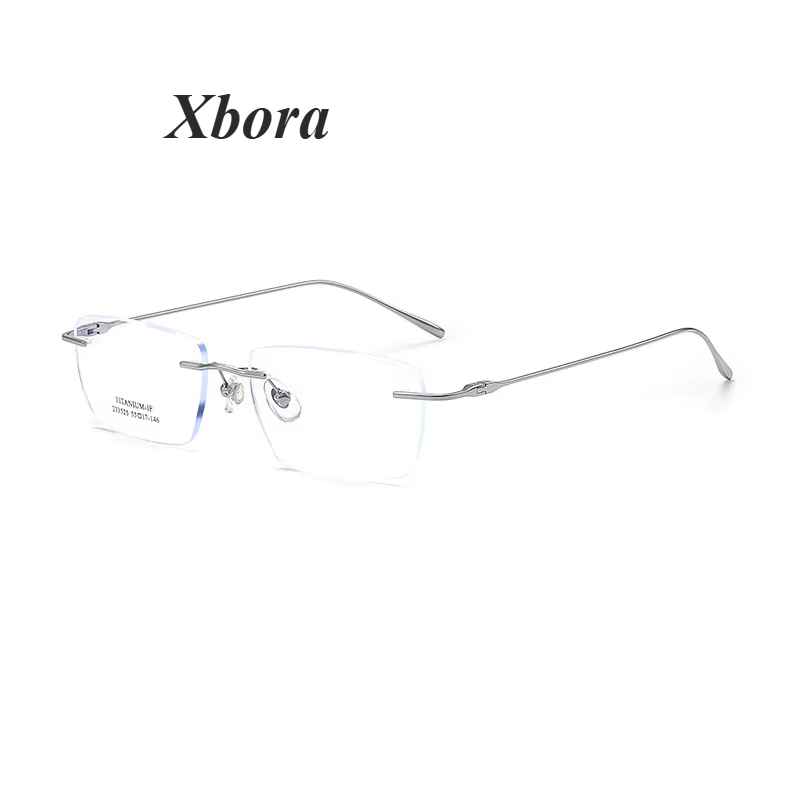 Xbora Unisex Rimless Polygon Square Titanium Eyeglasses 233525