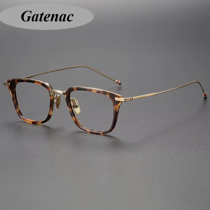 Gatenac Unisex Full Rim Square Acetate Titanium Eyeglasses 31916
