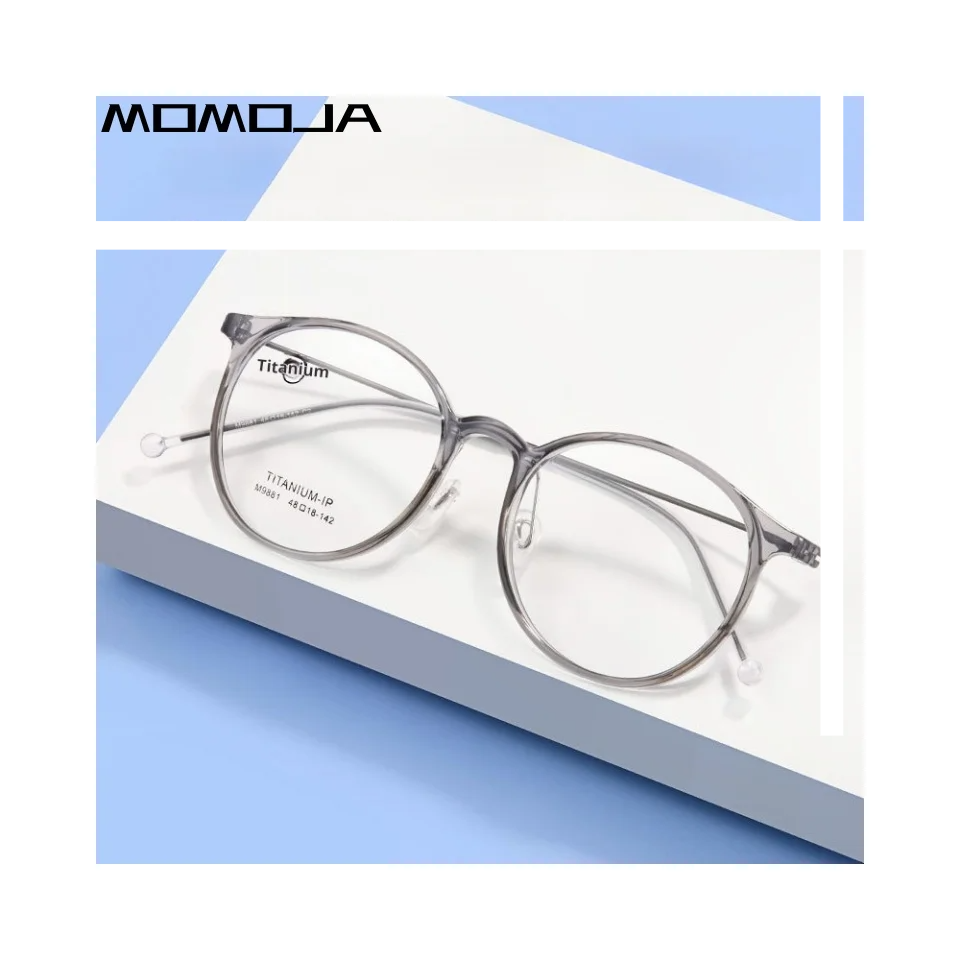 Momoja Women's Full Rim Round Tr 90 Titanium Eyeglasses M9881