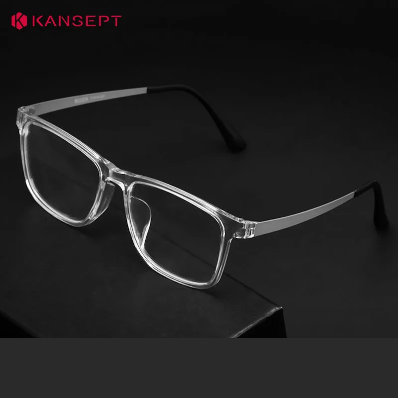 Kansept Men's Full Rim Square Tr 90 Titanium Reading Glasses 53068