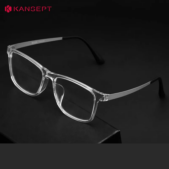 Kansept Men's Full Rim Square Tr 90 Titanium Reading Glasses 53068