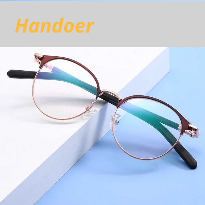 Handoer Women's Full Rim Round Steel Alloy Eyeglasses 78216
