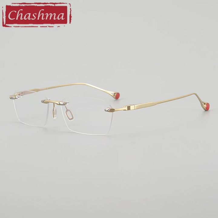 Chashma Ottica Unisex Rimless Square Titanium Eyeglasses 401307