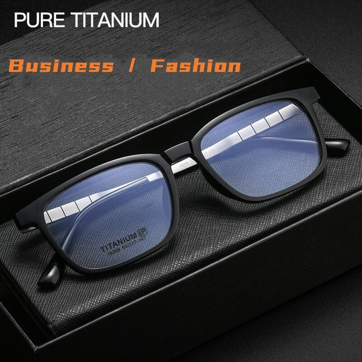 Yimaruili Men's Full Rim Square Acetate Titanium Eyeglasses 15209t Full Rim Yimaruili Eyeglasses   