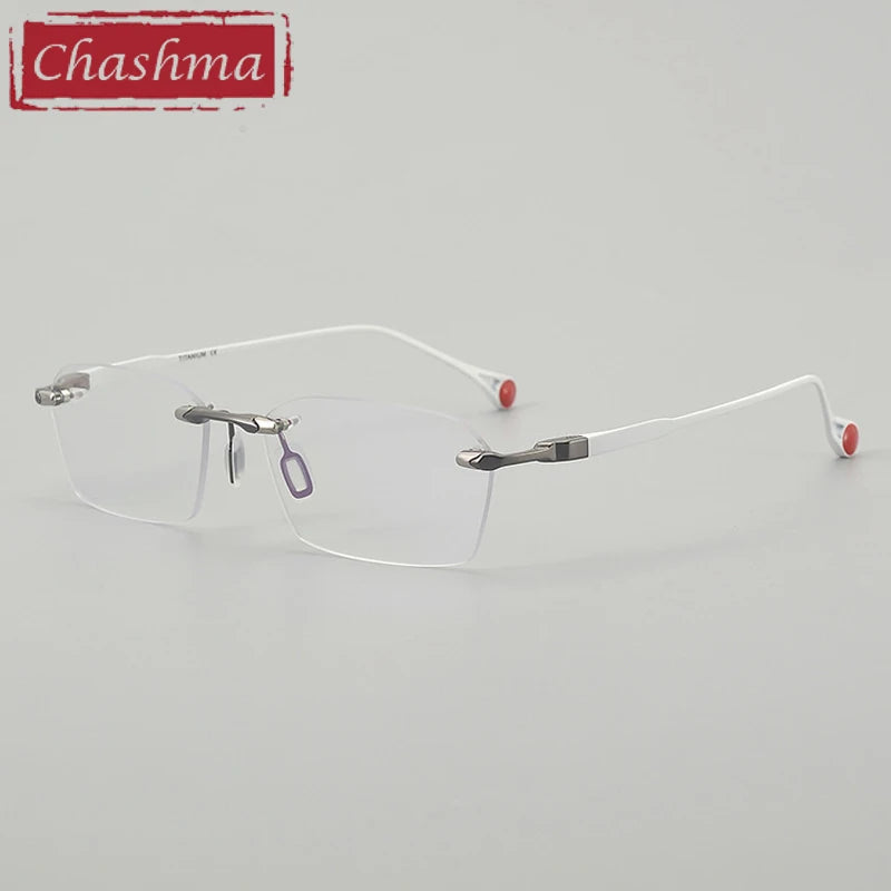 Chashma Ottica Unisex Rimless Square Titanium Eyeglasses 401307