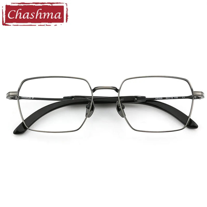 Chashma Men's Full Rim Square Titanium Eyeglasses 2328 Horn Temples Full Rim Chashma