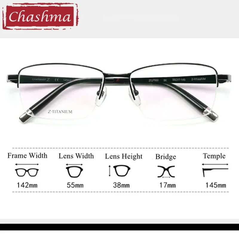 Chashma Ottica Men's Semi Rim Square Titanium Eyeglasses 427022