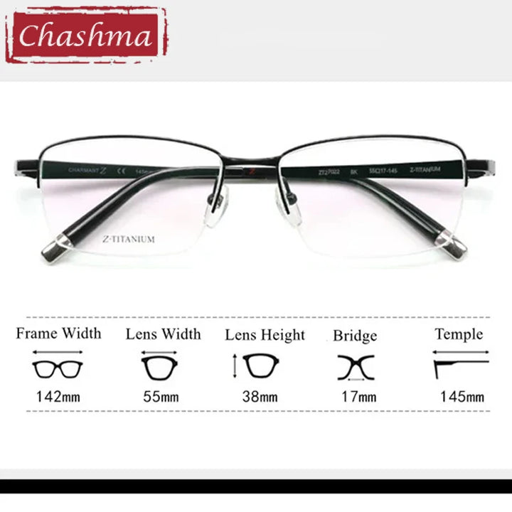 Chashma Ottica Men's Semi Rim Square Titanium Eyeglasses 427022