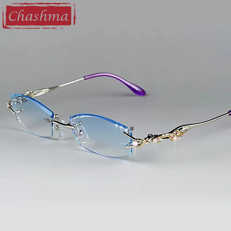 Chashma Ottica Women's Rimless Rectangle Titanium Eyeglasses 408036