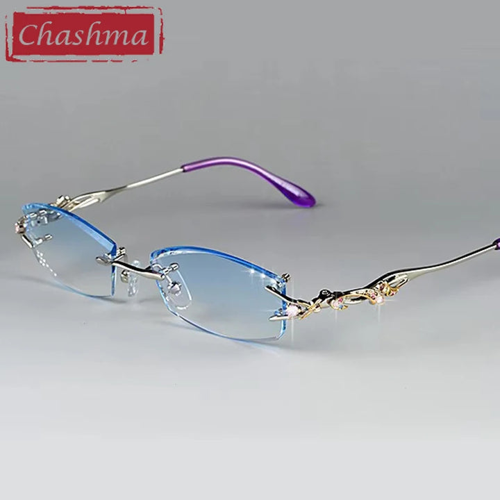 Chashma Ottica Women's Rimless Rectangle Titanium Eyeglasses 408036