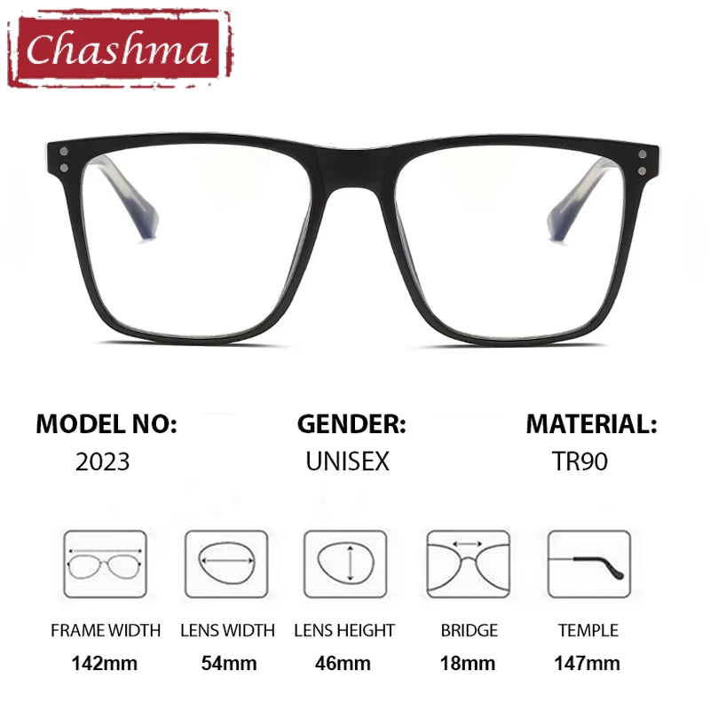 Chashma Ottica Unisex Full Rim Square Tr 90 Titanium Eyeglasses 402023