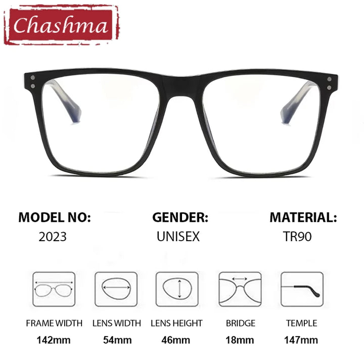 Chashma Ottica Unisex Full Rim Square Tr 90 Titanium Eyeglasses 402023